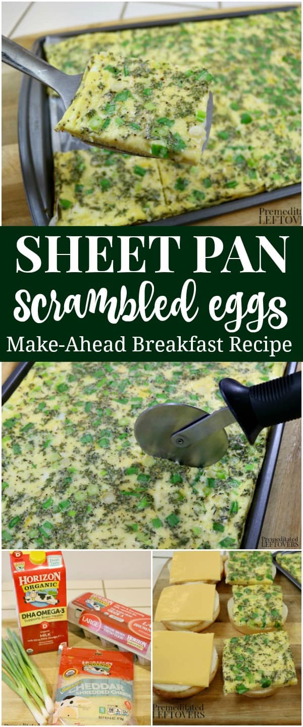 Make-Ahead breakfast recipe sheet pan scrambled eggs