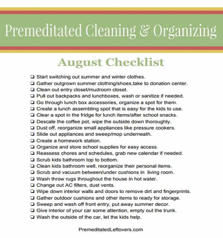 August Checklist