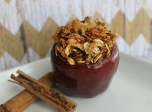 baked apple filled with oatmeal and spices