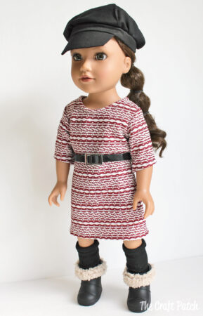 one free knit dress pattern for your American Girl doll knockoff can be made into three different outfits: a chic knit day dress, a nightgown, and a flowy, slightly bohemian maxi dress