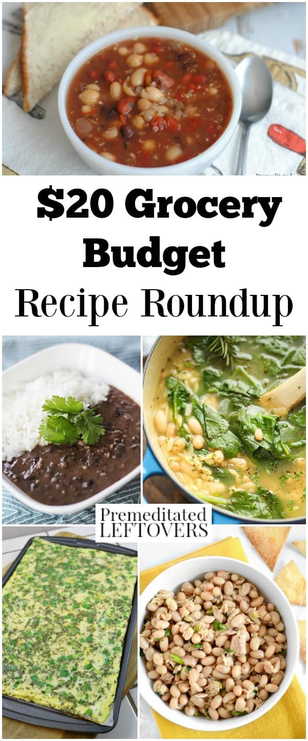 This $20 Grocery Budget Recipe Roundup shows that eating on a budget doesn't have to be boring. These recipes use cheap staple foods to make great meals.