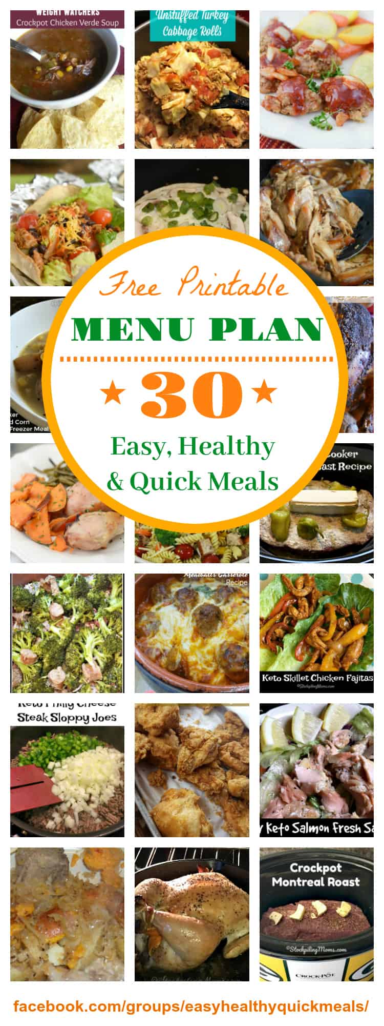 November Menu Plan with 30 healthy dinner recipes that are quick and easy to make.