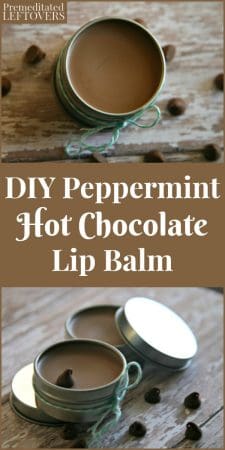 This DIY peppermint hot chocolate lip balm is made with all natural ingredients and would make great homemade Christmas gifts.