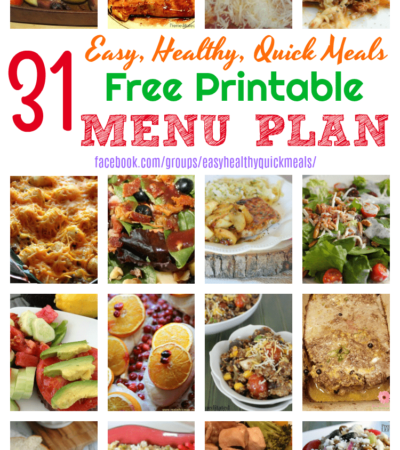 December Menu Plan with 31 healthy dinner recipes that are quick and easy to make.