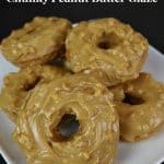 Peanut Butter Doughnuts Recipe with Chunky Peanut Butter Glaze on a white plate