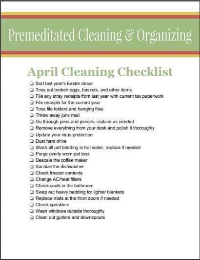 printable April cleaning checklist