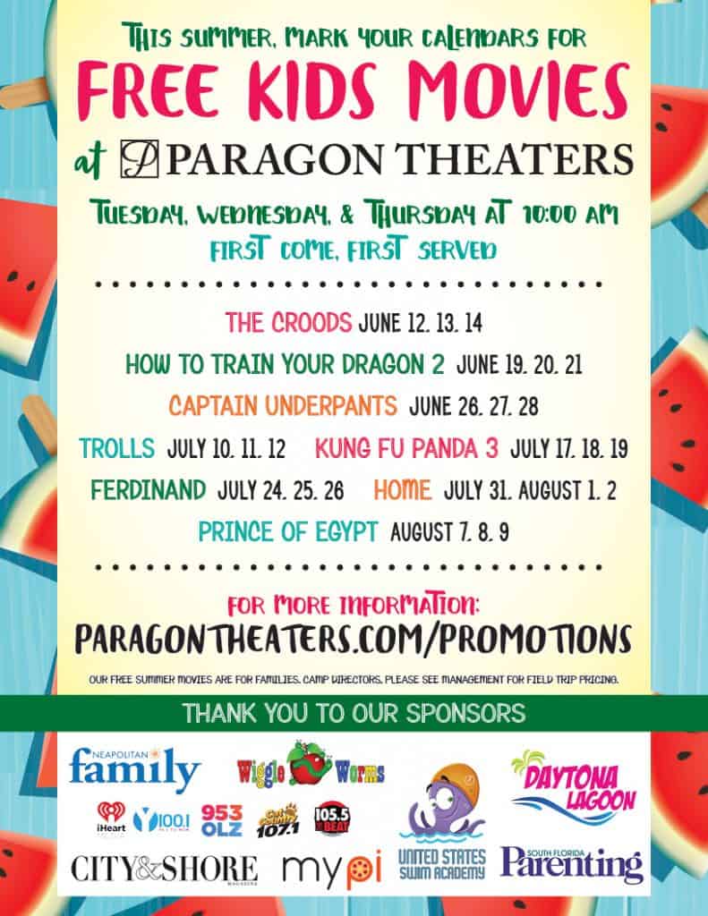 Paragon-Free-Summer-Movies for kids - list of movies