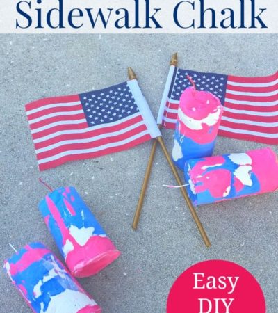 Easy DIY firecracker sidewalk chalk and American flag ready for kids 4th of July party favors.