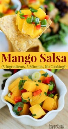 Quick and Easy Mango Salsa Recipe - no cooking and only 5 ingredients.