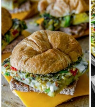 Cajun Egg Croissant Breakfast Sandwiches made with Sheet Pan Eggs and Sheet Pan Sausage