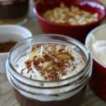 chocolate almond cheesecake in a jar