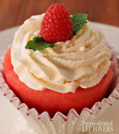 watermelon cupcakes with whipped cream frosting