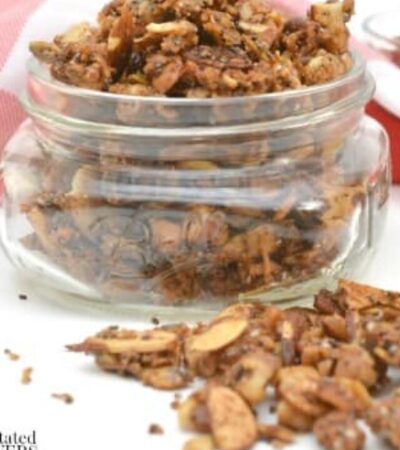 Gluten-Free Granola recipe in a mason jar.