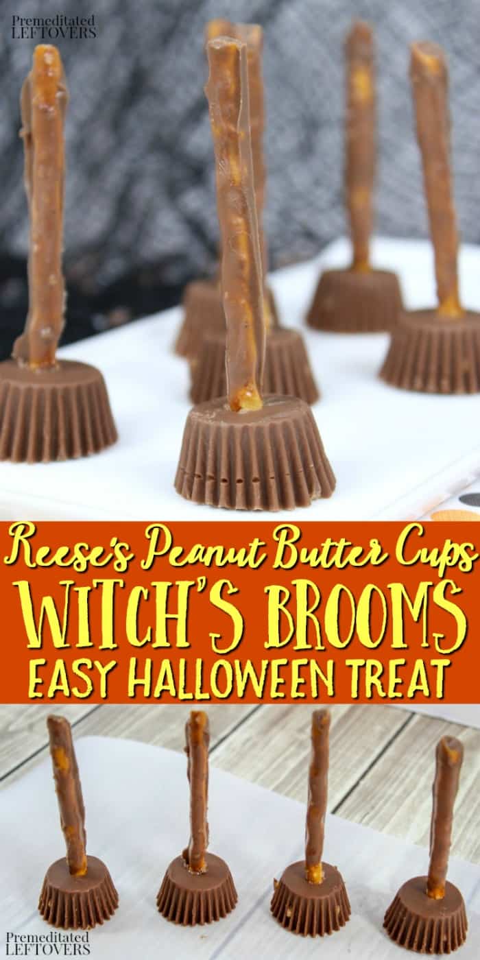 Easy Witch's Broom Halloween Treats with Peanut Butter Cups