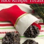 Double Chocolate Lump of Coal Rice Krispie Treats Recipe.