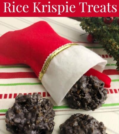 Double Chocolate Lump of Coal Rice Krispie Treats Recipe.