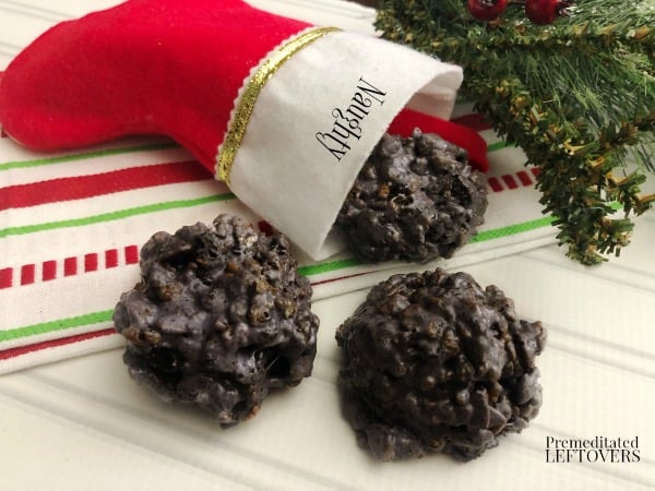 Double Chocolate Lump of Coal Rice Krispie Treats Recipe and Tips for making this fun Christmas dessert.
