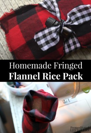 Homemade Fringed Flannel Rice Pack - An easy DIY Christmas gift idea.