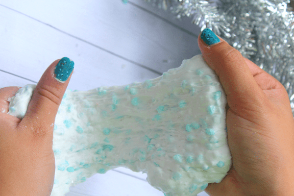homemade snow slime with texture