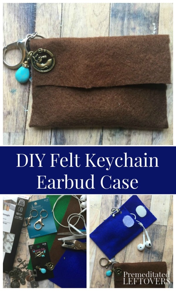 DIY Felt Keychain Earbud Case Tutorial - In just a few simple steps you can make this DIY Felt Keychain Earbud Case to gift or hang on your own key chain to keep them from tangling or getting lost.