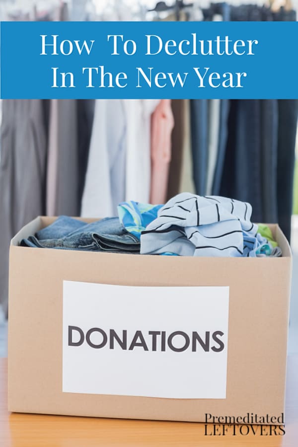 box of donations from decluttering and organizing