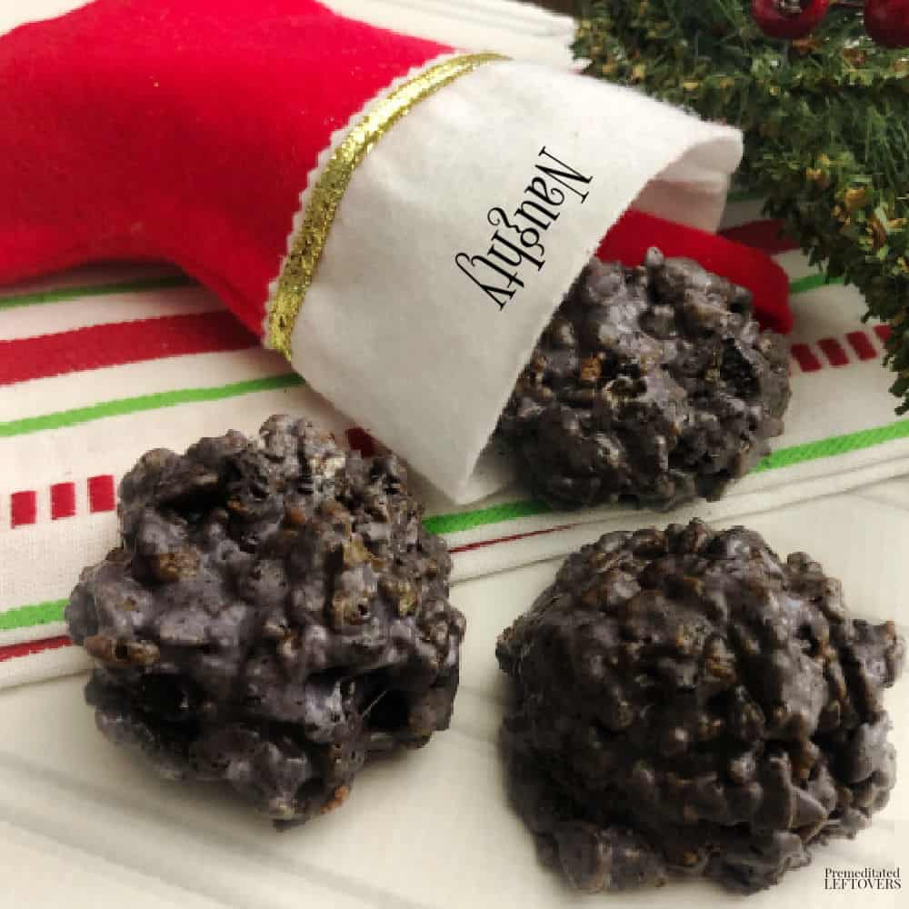 Double Chocolate Lump of Coal Rice Krispie Treats