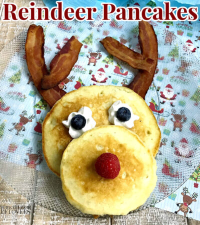 reindeer pancakes with bacon antlers