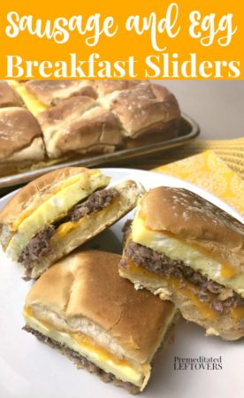 Easy sausage and egg breakfast sliders recipe.