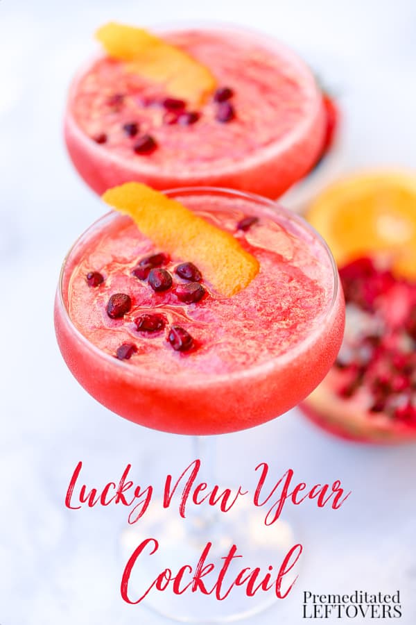 Made with pomagranate, orange, strawberries, and champagne this Lucky New Year Cocktail is light and full of flavor, sure to be a hit with your guests.