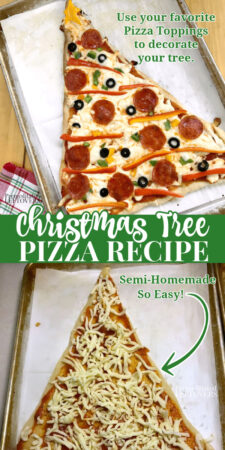 A homemade pizza in the shape of a Christmas tree.