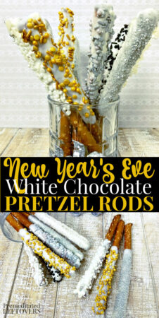 new years eve white chocolate covered pretzel rods