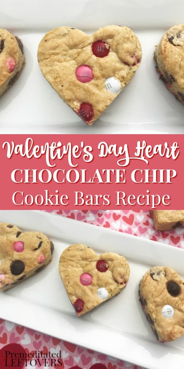 Valentine's Day Heart Chocolate Chip Cookie Bars Recipe