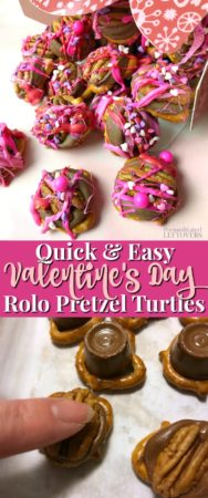 This easy rolo pretzel turtles recipe is perfect for Valentine's day parties!