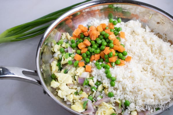 fried cauliflower rice in pan