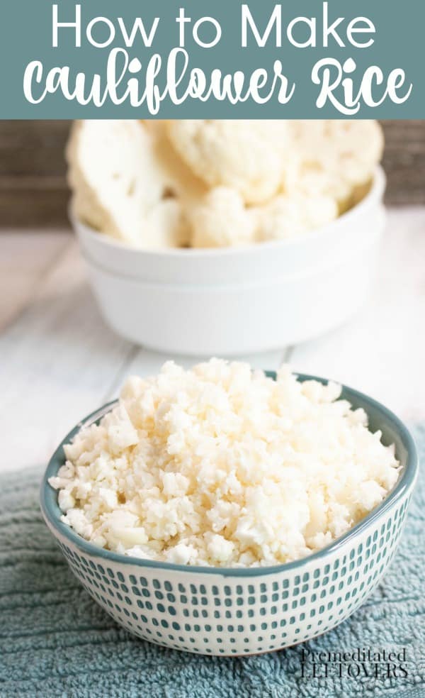 homemade cauliflower rice in a bowl