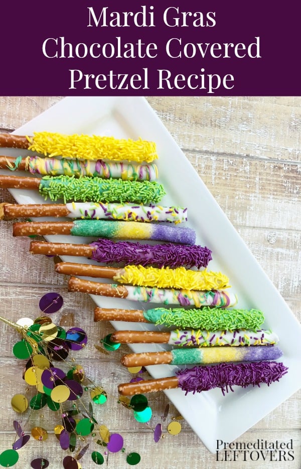 Mardi Gras Pretzel Rods