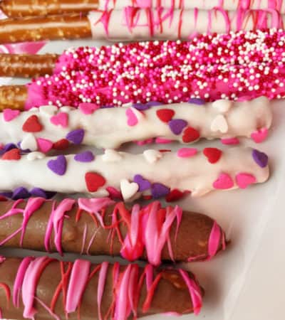 valentines pretzel rods dipped in chocolate