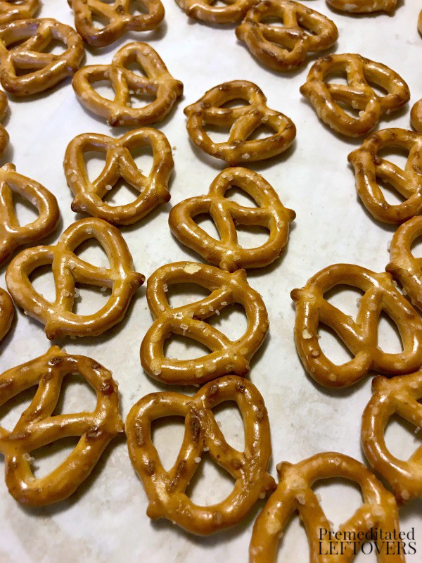 pretzels on waxed paper