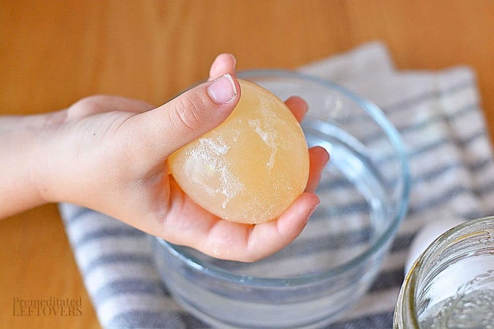 Disappearing Egg Activity for Kids - rinse egg off with water
