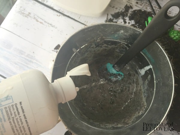 adding saline solution to garden slime