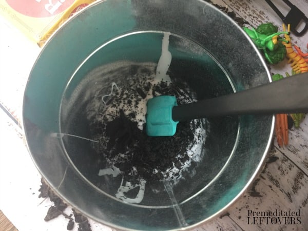 mixing garden dirt slime