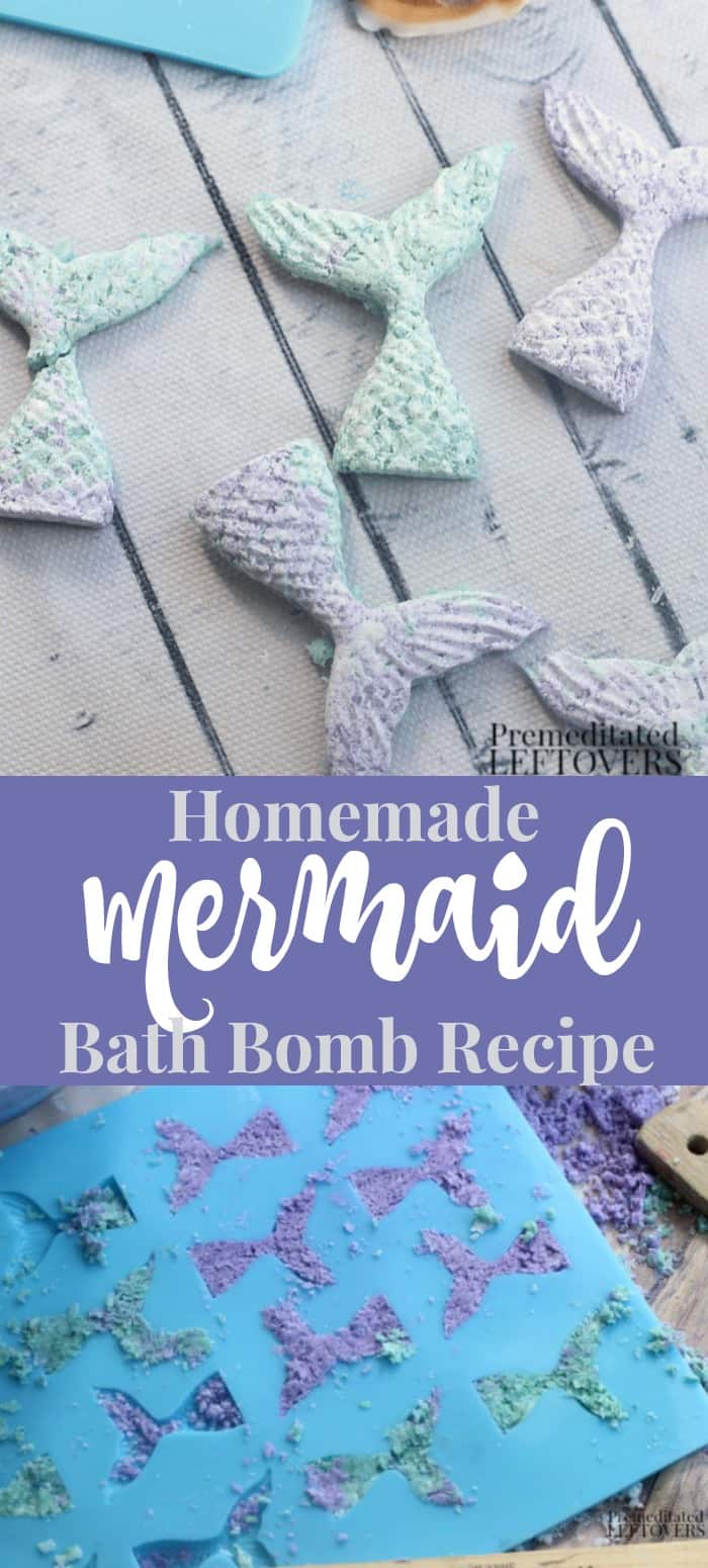 Homemade mermaid bath bomb recipe with step by step tutorial.