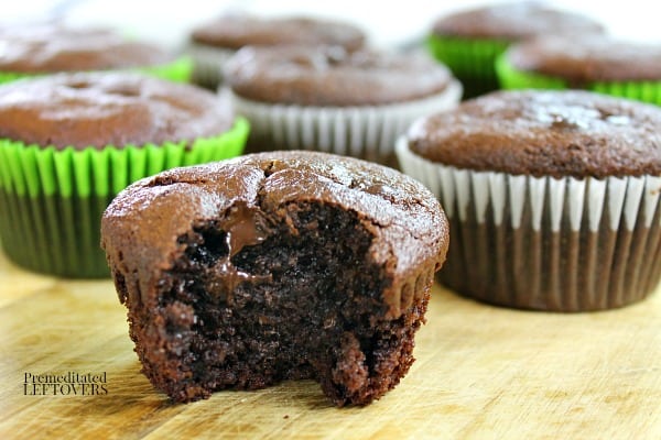 grain-free mocha chocolate muffins with a bite missing