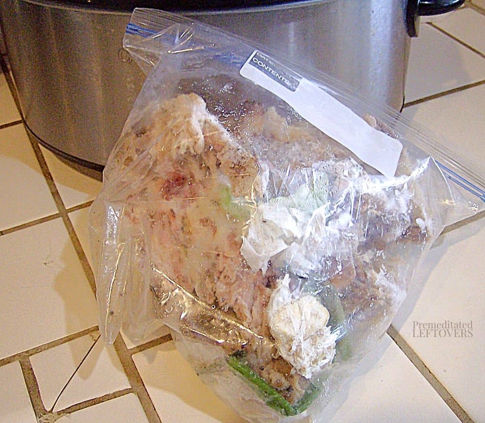 Chicken Broth in a Slow Cooker - start with chicken carcasses.