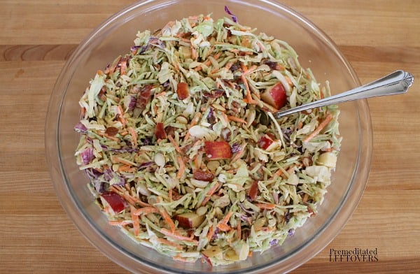 Loaded Coleslaw recipe with bacon and apples.
