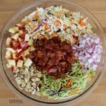 Loaded coleslaw recipe with bacon, apple, and almond slivers