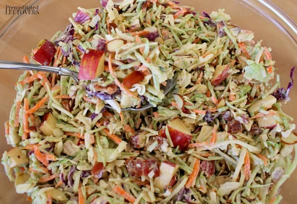 Serving loaded coleslaw with apple and bacon