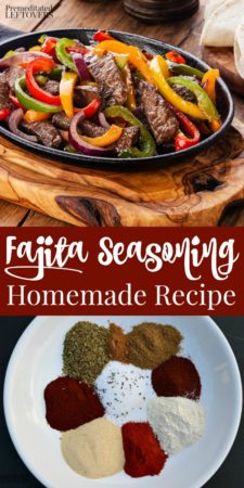 Use this fajita seasoning recipe to make a batch of fajita spice mix. Store it in a jar and keep it on hand for when you crave fajitas. Making seasoning from scratch gives you complete control over the ingredients.