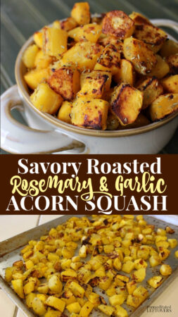 roasted acorn squash cubes with rosemary and garlic