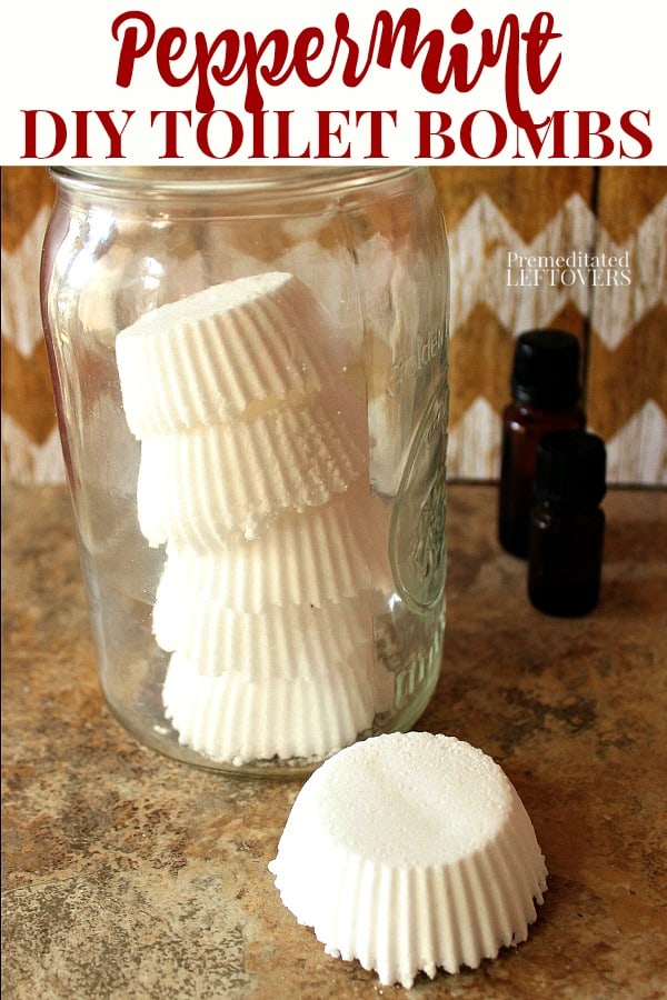 DIY peppermint toilet bombs in a mason jar.